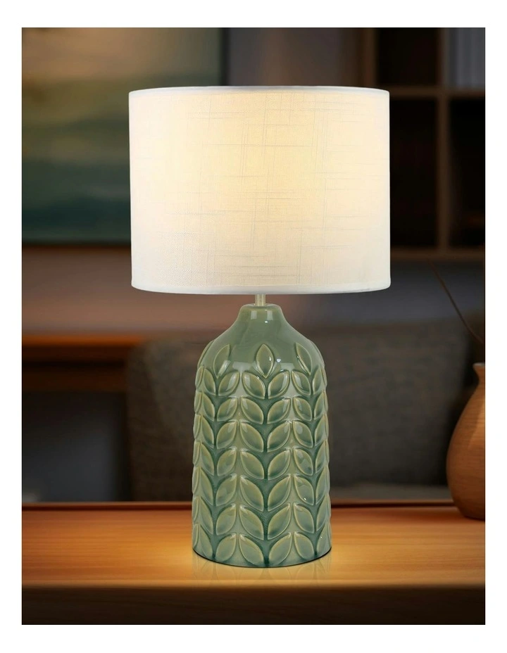 Bloom Ceramic Table Lamp in Green/White image 6