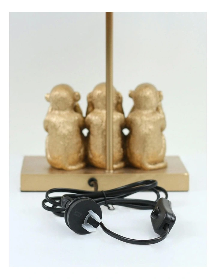 Three Wise Monkeys Table Lamp in Black/Gold image 5