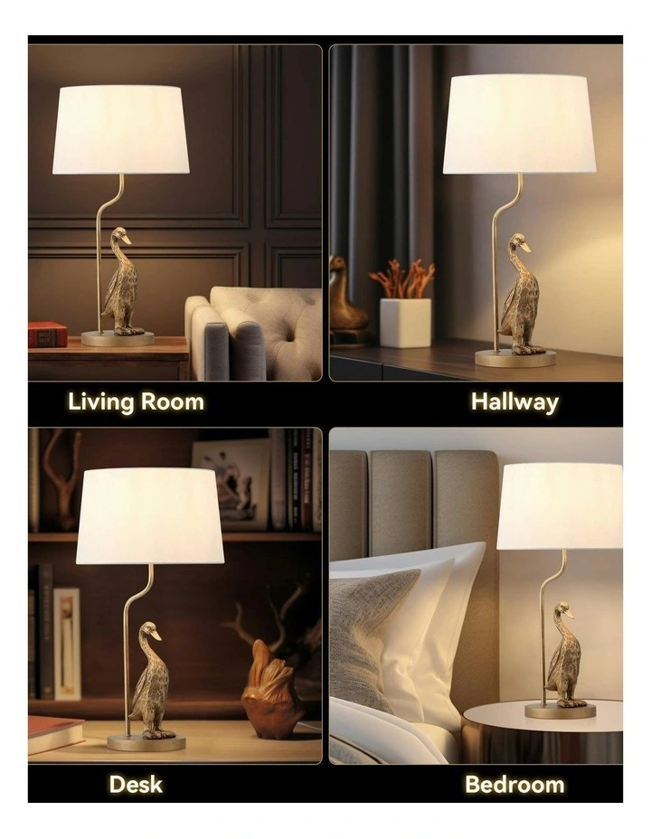Duck Standing Table Lamp in Cream/Pewter image 3