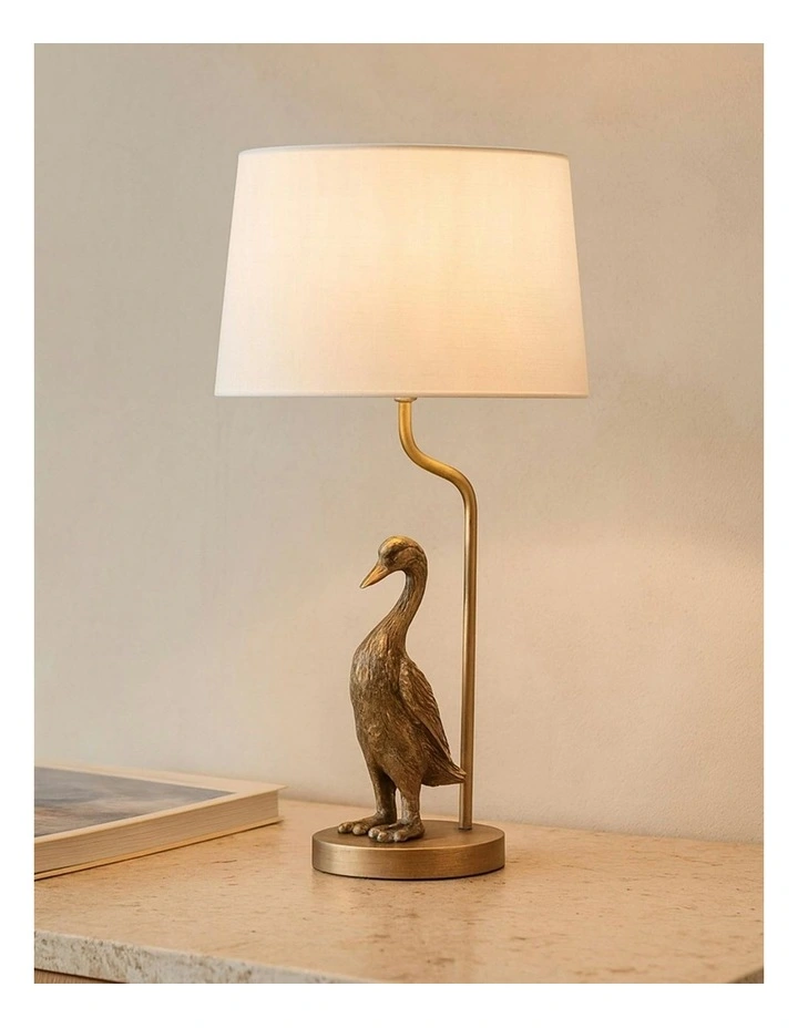 Duck Standing Table Lamp in Cream/Pewter image 5