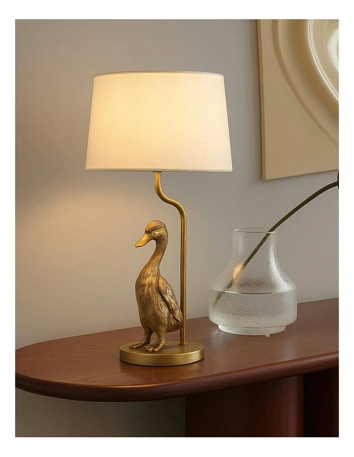 Duck Standing Table Lamp in Cream/Pewter image 6