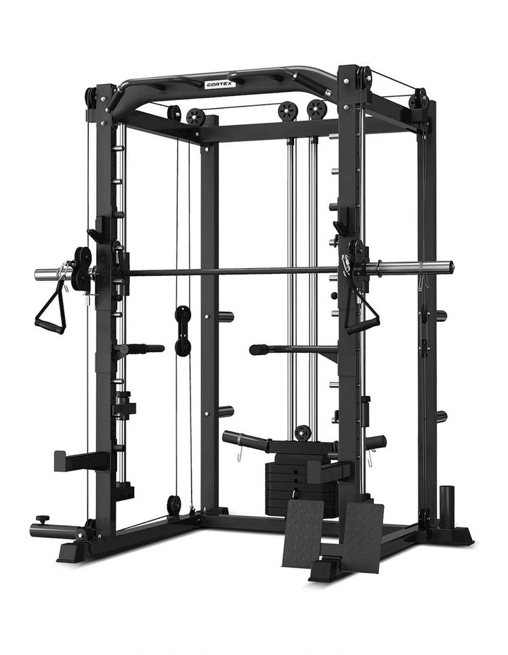 SM-20 6-in-1 Power Rack with Smith And Cable Machine, BN-9 Bench, 100kg Olympic Tri-Grip Weight Plate & Barbell Package image 2