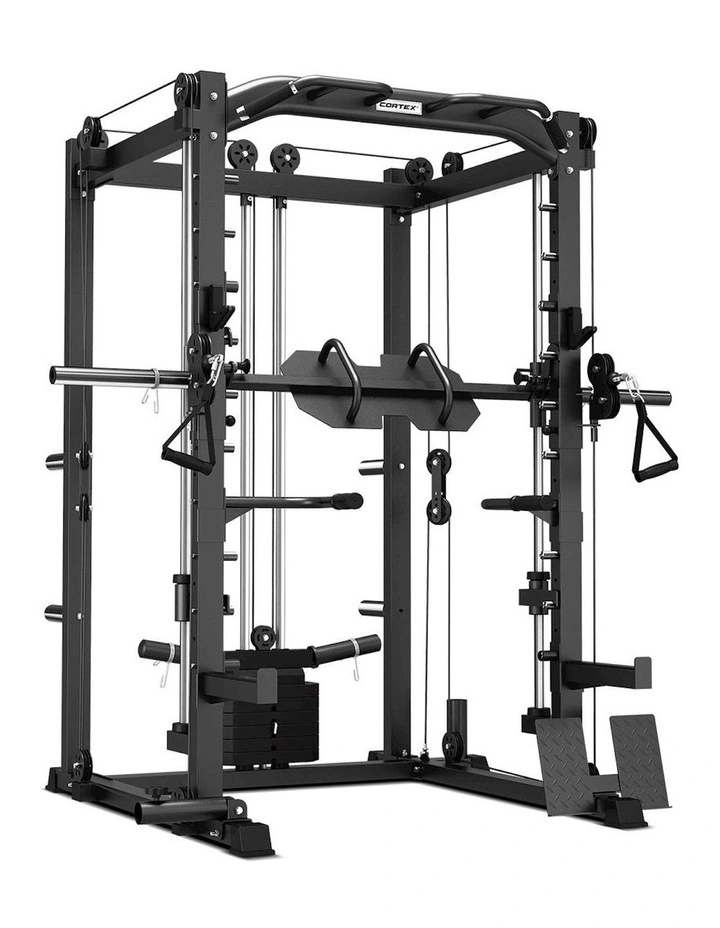 Smith Station with Olympic Tri-Grip Weights, Bar and Bench Set 6-in-1 in Black image 3