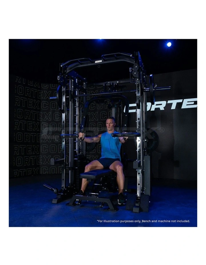 CORTEX SM-25 6-In-1 Power Rack with Smith & Cable Machine Jammer Arms Chest Fly 23kg AddOn Bench Olympic Bumper Set image 2