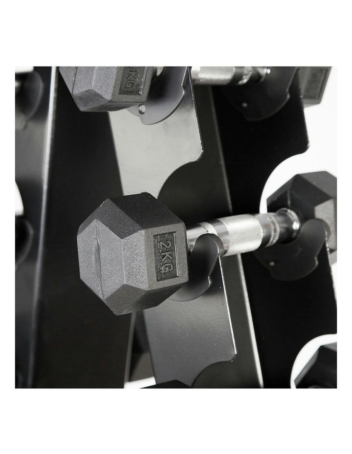 Hex Dumbbell Set 1kg to 10kg 10 Pairs in Black image 4