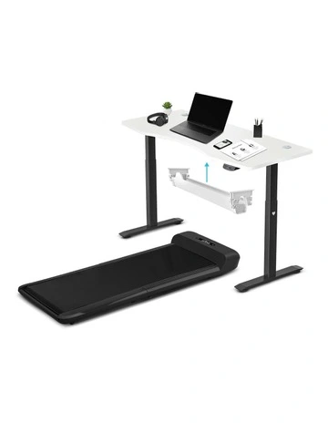 C2 Folding Treadmill With Automatic Standing Desk + Cable Management Tray 1500mm in Black