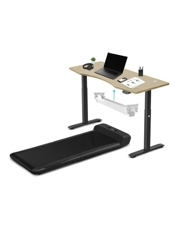 C2 Folding Treadmill with ErgoDesk Automatic Standing Desk + Cable Management Tray1500mm in Black