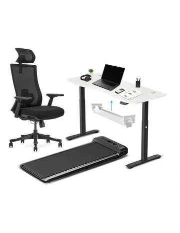 Lifespan Fitness WalkingPad M2 + ErgoDesk 1500mm + Cable Management + DM9 Chair in White/ Black