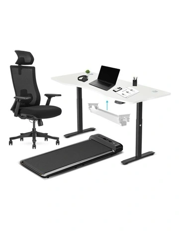 Lifespan Fitness WalkingPad M2 + ErgoDesk 1800mm + Cable Management + DM9 Chairin White