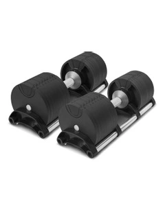 RevoLock 64kg Adjustable Dumbbell Set 32kg Pair in Black
