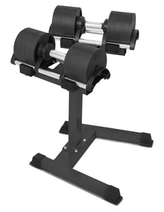 RevoLock 64kg Adjustable Dumbbell Set With Stand 32kg Pair in Black
