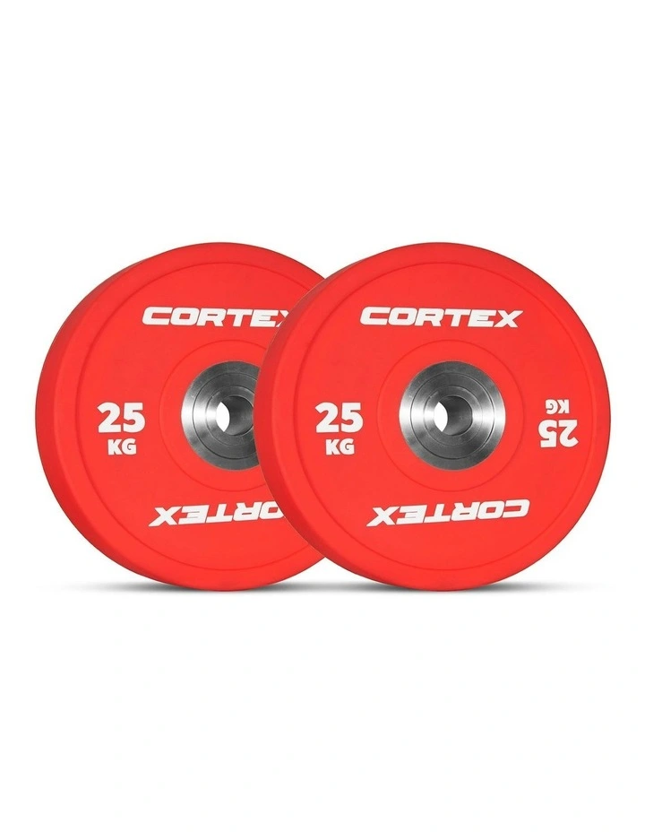 Competition Bumper Plates Pair 25kg in Red image 1