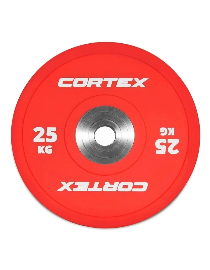 Competition Bumper Plates Pair 25kg in Red image 3
