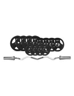 Tri-Grip 50mm Olympic Curl Bar Set 40kg in Black