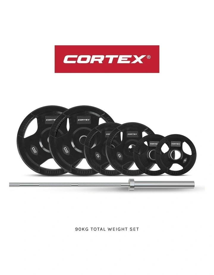 Tri-Grip Olympic Plate Set 90kg in Black image 2