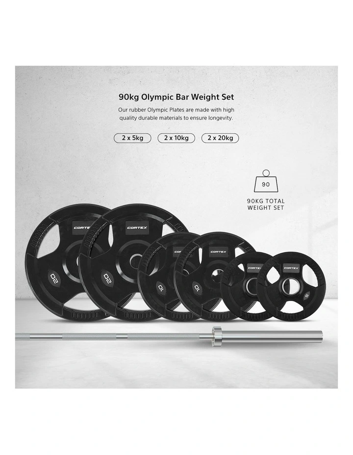 Tri-Grip Olympic Plate Set 90kg in Black image 3