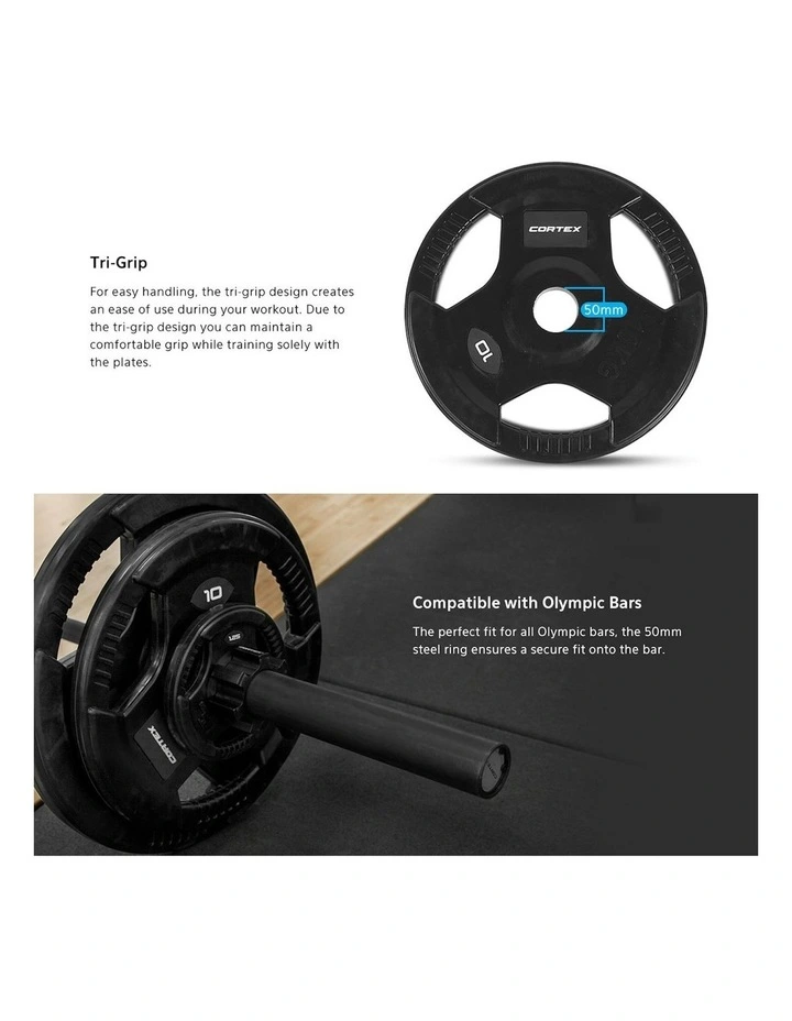 Tri-Grip Olympic Plate Set 90kg in Black image 4