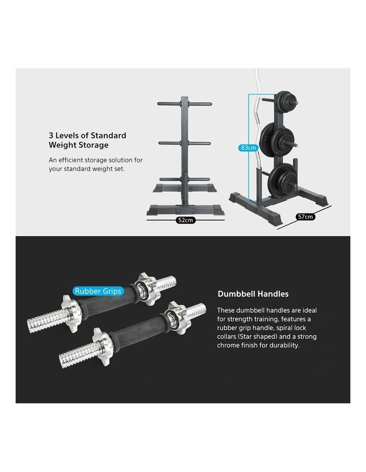 EnduraCast Barbell Weight Set With Tree 90kg in Black image 3