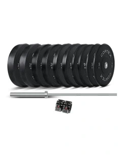 Series Bumper Plate V2 Package with SPARTAN205 Barbell 170kg in Black