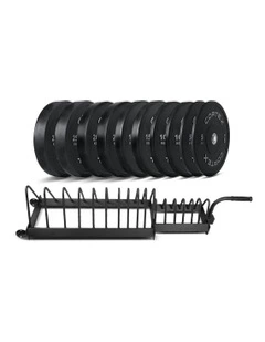 Bumper Plate V2 Package with Toaster Rack 150kg in Black