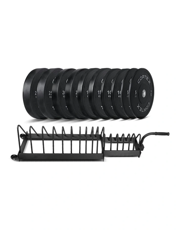 Bumper Plate V2 Package with Toaster Rack 150kg in Black image 1