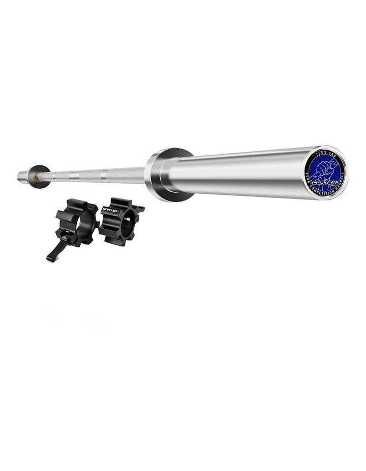 Zeus100 Olympic Competition Barbell With Aluminium Lockjaw Collars 7ft 20kg image 1