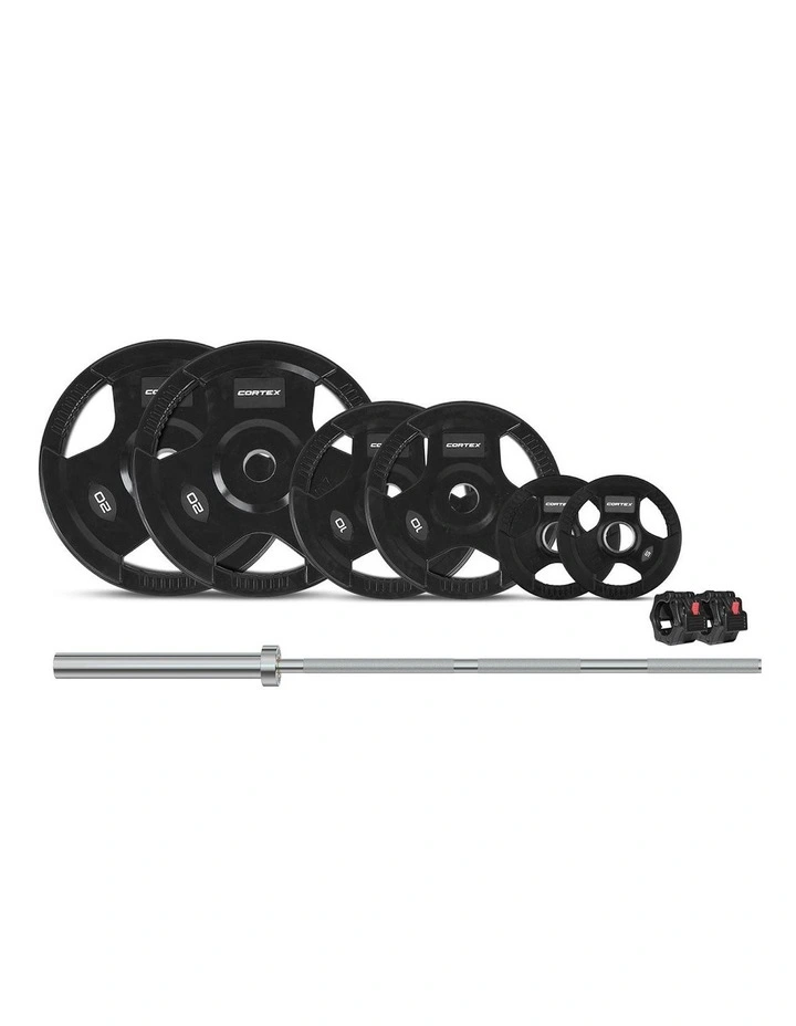 Tri-Grip V2 Olympic Barbell Set 90kg in Black image 1