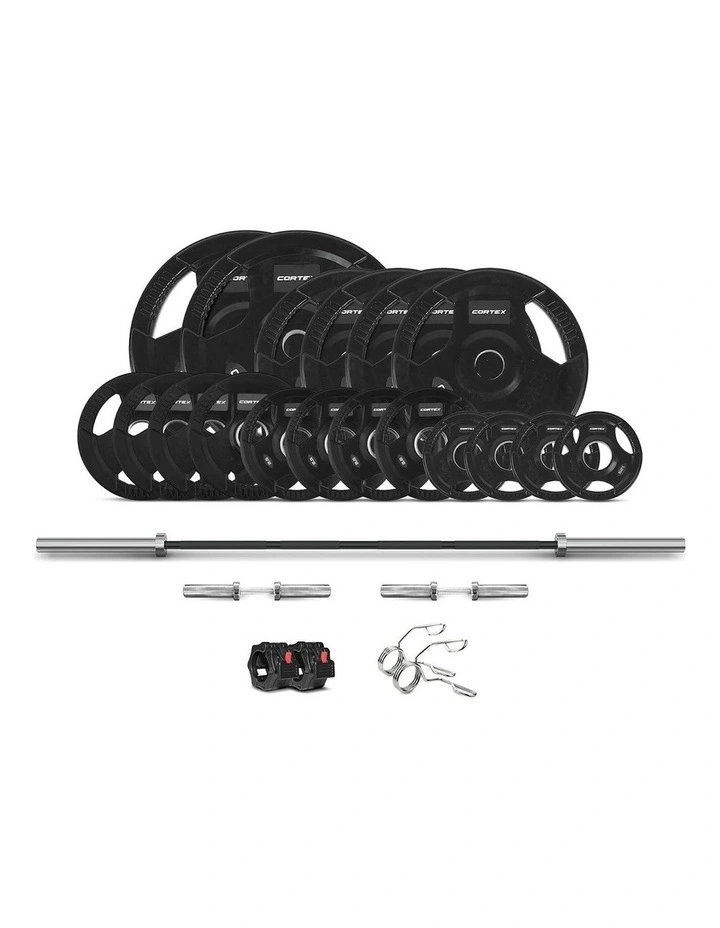 Tri-Grip V2 Olympic Plate Set 145kg in Black image 1