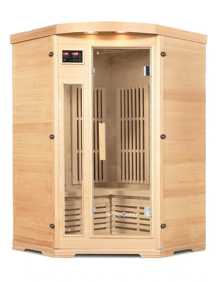Duo Corner Infrared Sauna 2 Person 2200W in Natural image 1