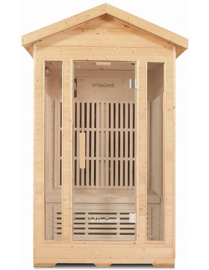 Duo Outdoor Infrared Sauna 2 Person 2200W in Beige image 1