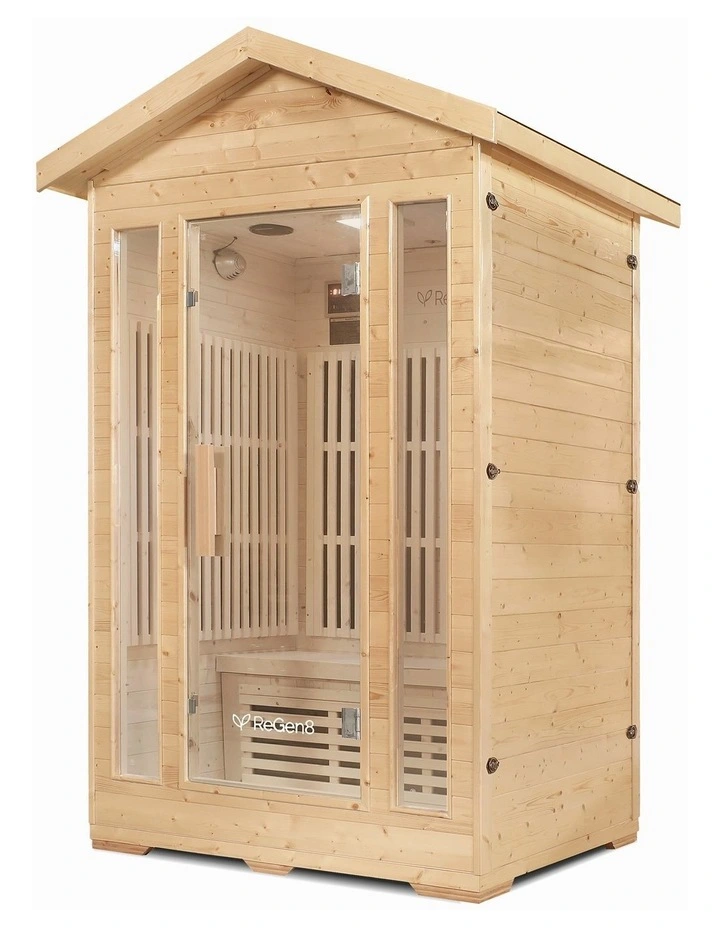 Duo Outdoor Infrared Sauna 2 Person 2200W in Beige image 3
