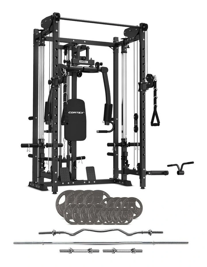 PR5 Folding Power Rack with Standard Tri-Grip Weight & Bar Set 90kg in Black image 1