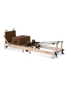 Contour Folding Wooden Pilates Reformer Machine Set in Espresso
