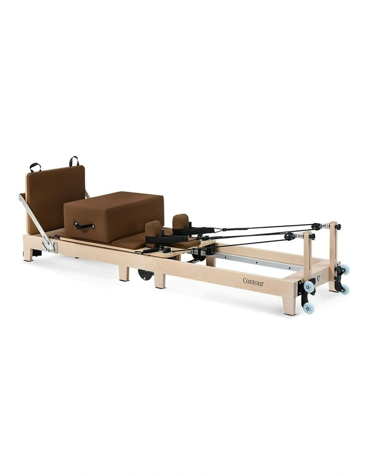 Contour Folding Wooden Pilates Reformer Machine Set in Espresso image 1