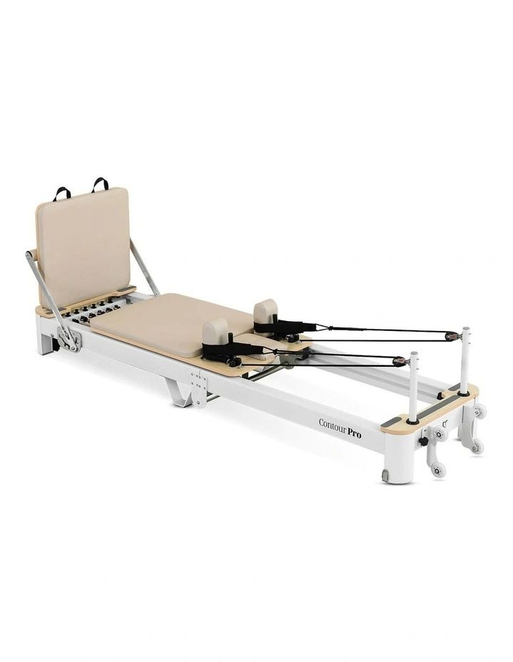 Contour Pro Folding Aluminum Pilates Reformer Bed Set in Beige image 2
