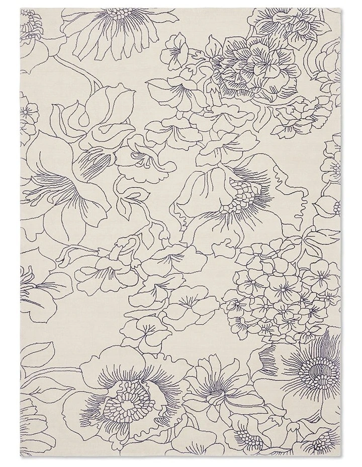 Linear Floral Rug 162508 in Cream image 1