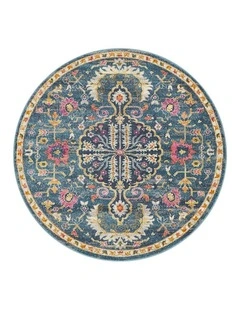 Babylon Round Rug in Navy