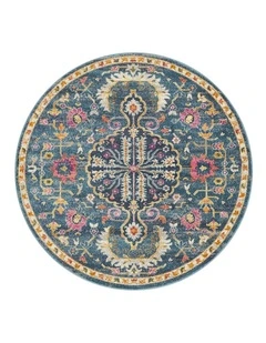Babylon Round Rug in Navy