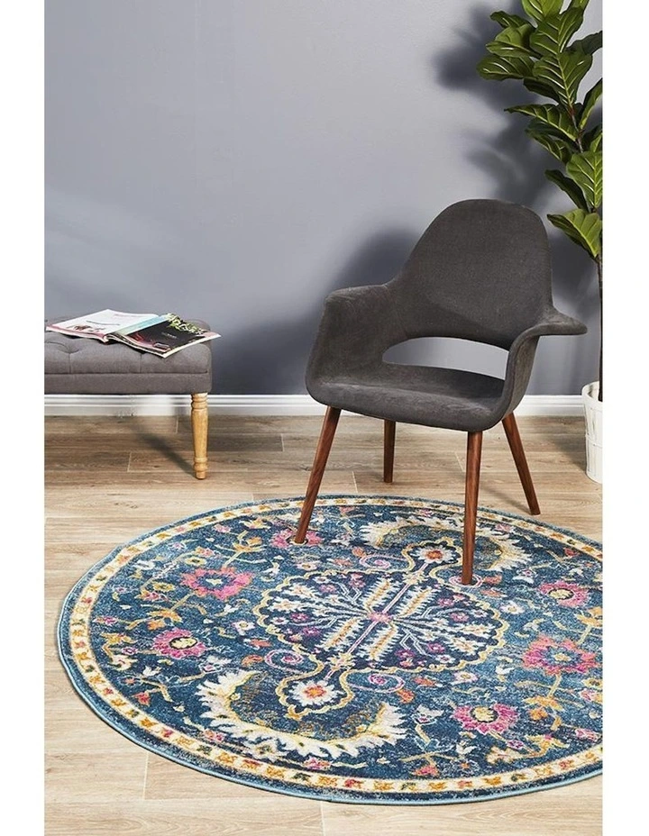 Babylon Round Rug in Navy image 2