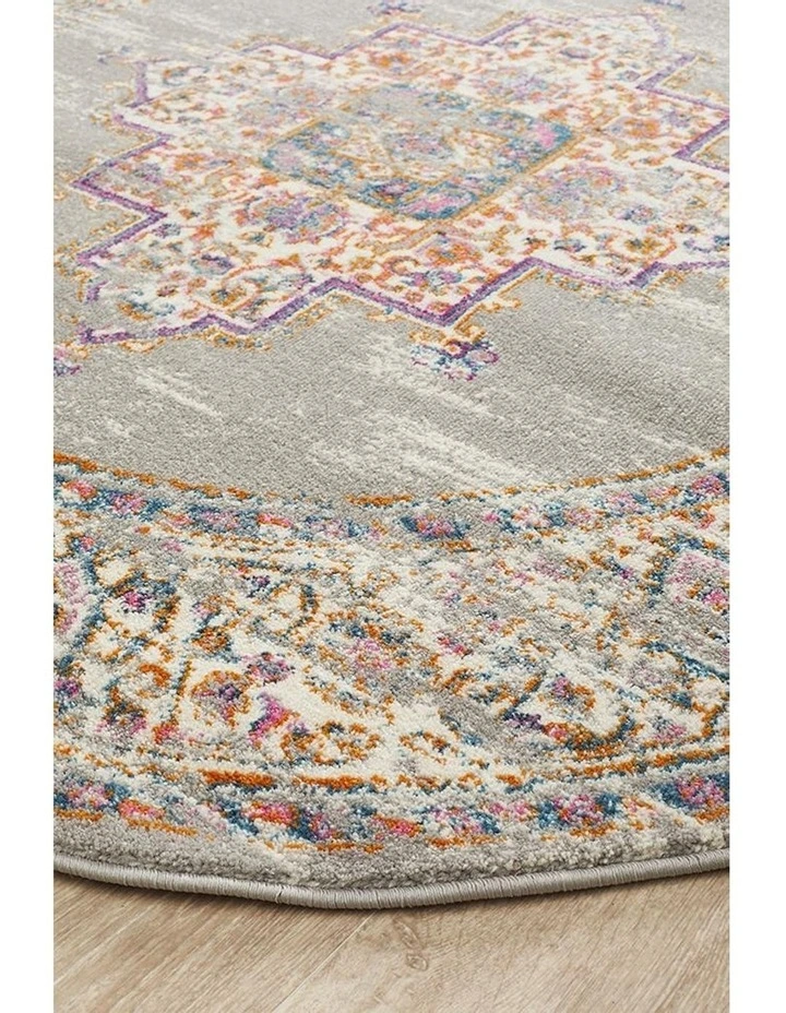 Babylon Round Rug 211 in Grey image 3