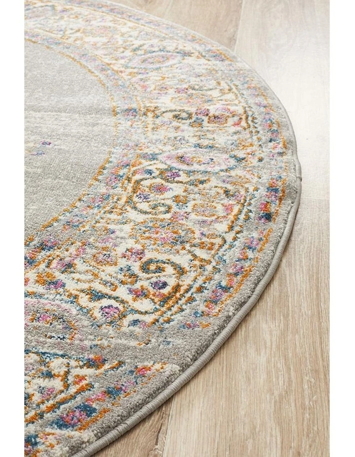 Babylon Round Rug 211 in Grey image 4