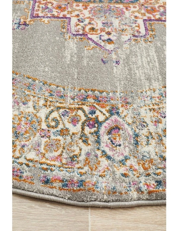 Babylon Round Rug 211 in Grey image 5