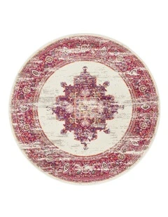 Babylon Round Rug 211 in Maroon