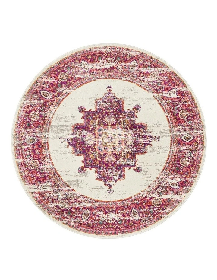 Babylon Round Rug 211 in Maroon image 1