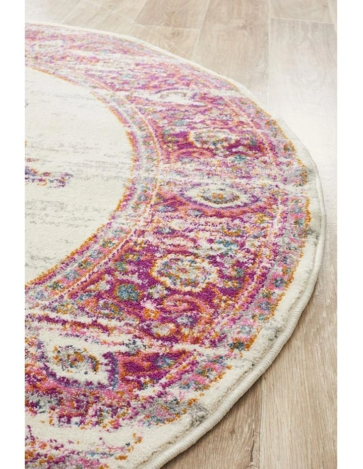 Babylon Round Rug 211 in Maroon image 4