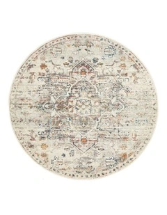 Century Round Rug 911 in White