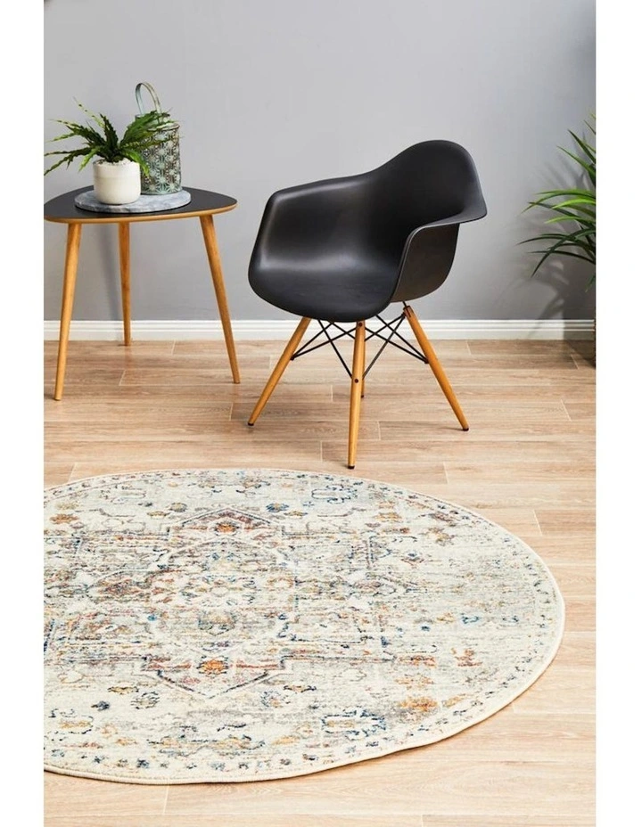Century Round Rug 911 in White image 3