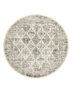 Century Round Rug 999 in Grey
