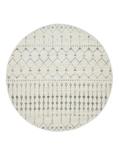 Chrome Elsa Round Rug in White/Silver