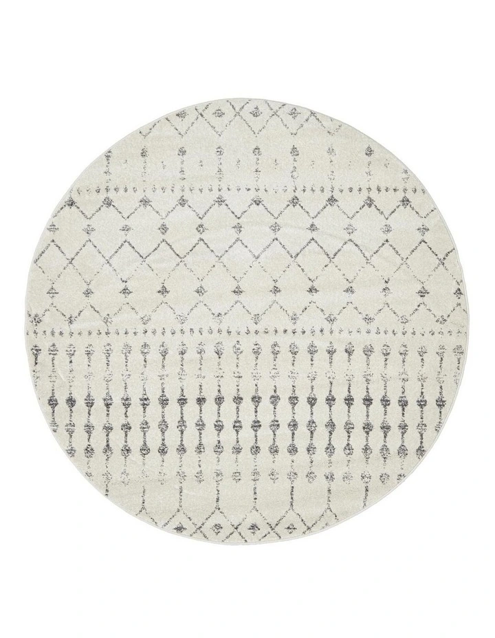 Chrome Elsa Round Rug in White/Silver image 1